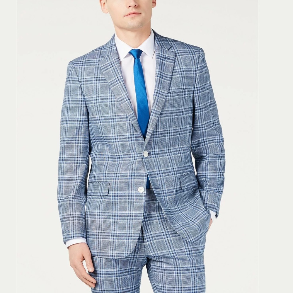 TH blue plaid suit